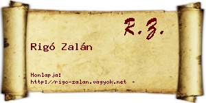 Rigó Zalán névjegykártya